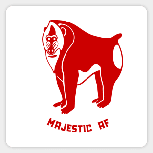 Mandrill monkey. Funny majestic dude. Stylized design, red ink Sticker